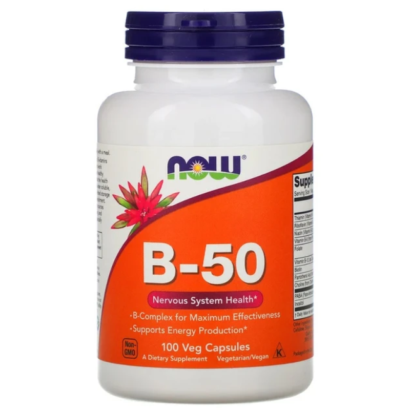 Вітаміни групи В-50,NOW Foods, 100 вегетаріанських капсул