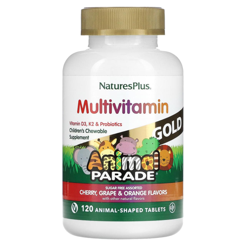 Мультивітаміни для дітей NaturesPlus Animal Parade Gold з активними формами вітамінів 120 жувальних таблеток