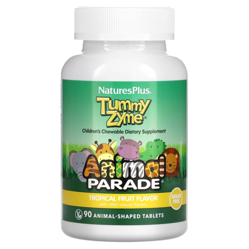 NaturesPlus, Source of Life, Animal Parade, Tummy Zyme з активними ферментами, цільними продуктами та пробіотиками