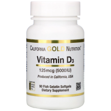 California Gold Nutrition, вітамін D3, 125 мг (5000 МО), 90 капсул