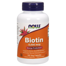 Now Foods, Біотин, 5000 мкг, 120 капсул у рослинній оболонці.