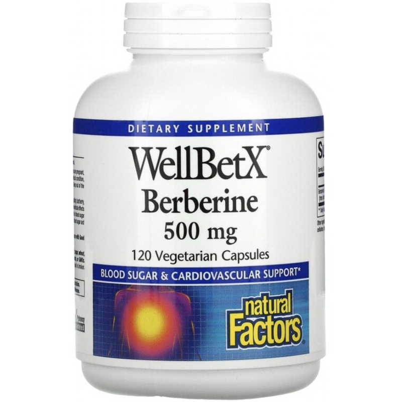 Natural Factors, WellBetX, Берберін 500 мг, 120 вегетаріанських капсул