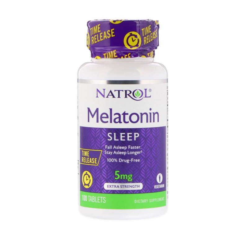 Natrol, Мелатонін, повільне вивільнення, з підвищеною силою дії, 5 мг, 100 таблеток