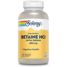 Solaray, високоефективний бетаїну гідрохлорид із пепсином, 650 мг, 250 капсул VegCap
