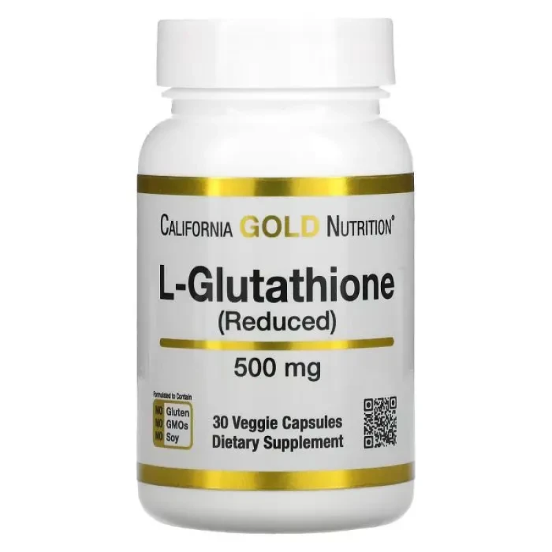 California Gold Nutrition, L-глутатіон (відновлений), 500 мг, 30 рослинних капсул