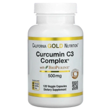 California Gold Nutrition, Curcumin C3 Complex з екстрактом BioPerine, 500 мг, 120 рослинних капсул