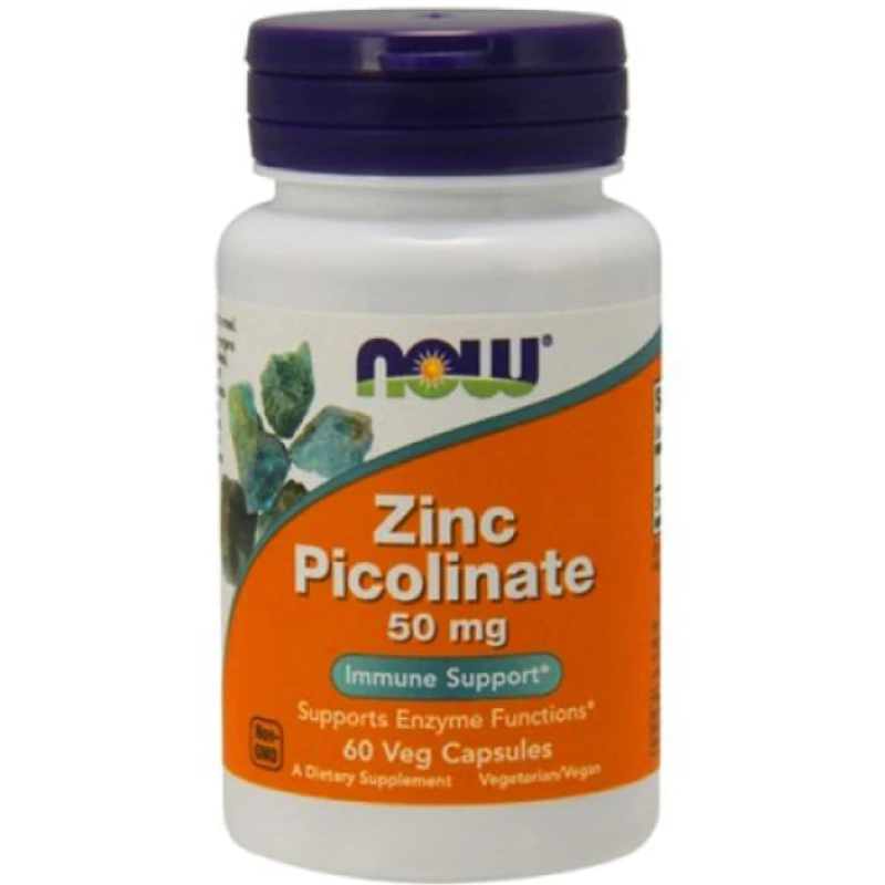 NOW Foods, піколінат цинку, 50 мг, 60 рослинних капсул (50 мг в 1 капсулі)