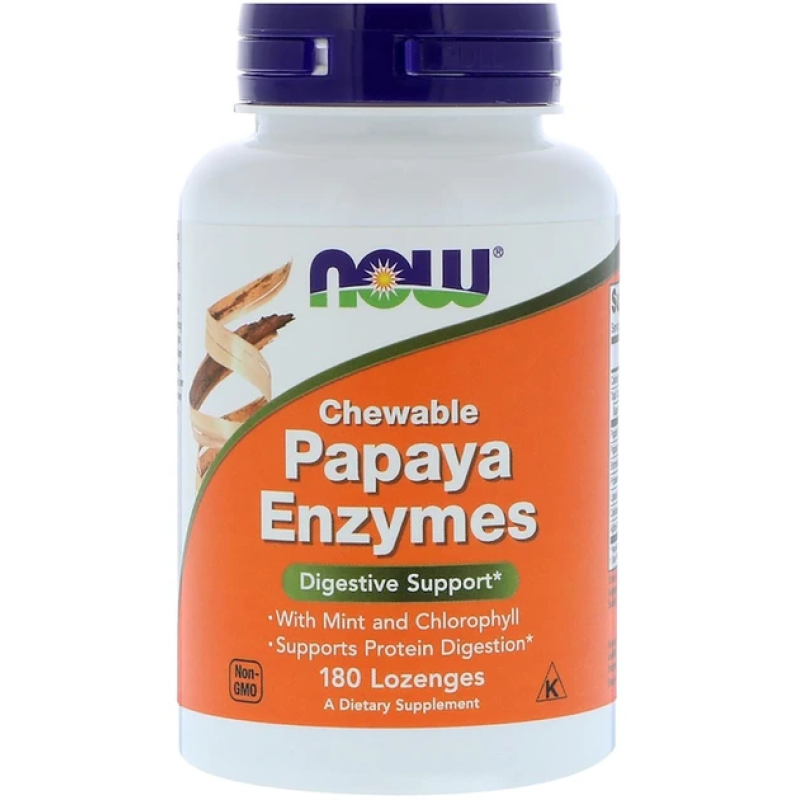 NOW Foods, жувальні пастилки з ферментами папаї, 180 пастилок