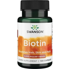 Swanson, біотин, 5000 мкг, 100 веганських капсул