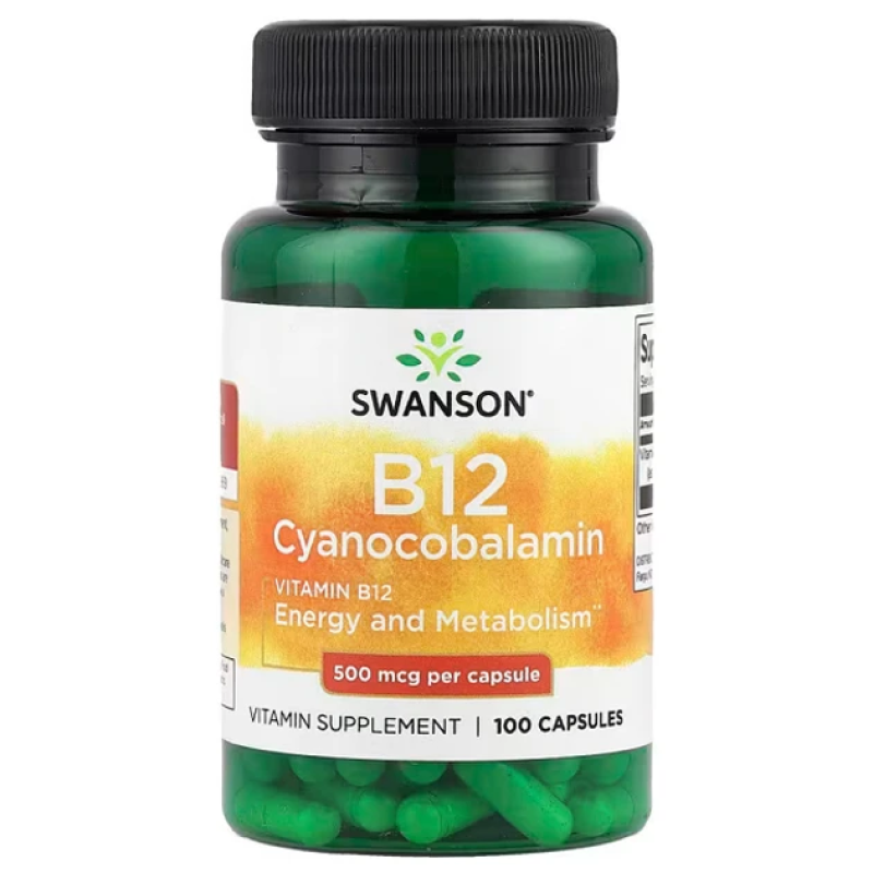 Swanson, вітамін B12, 500 мкг, 100 веганських капсул