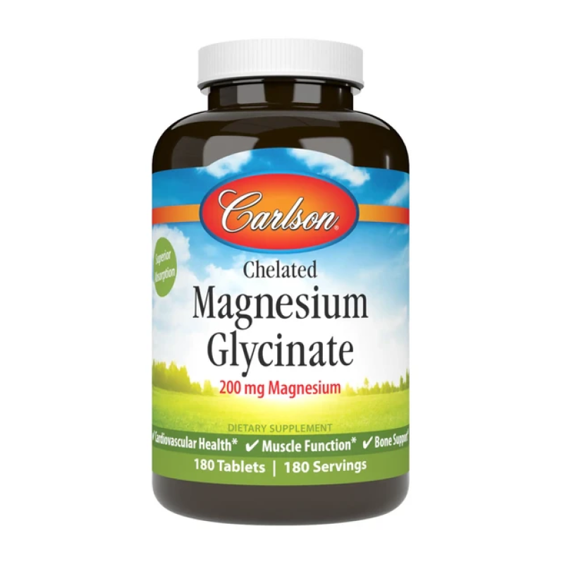 Магній хелатний, гліцинат (Carlson Chelated Magnesium Glycinate) 200 мг, Carlson, 180 таблеток Магній хелатний, гліцинат (Carlson Chelated Magnesium Glycinate) 200 мг, Carlson, 180 таблеток