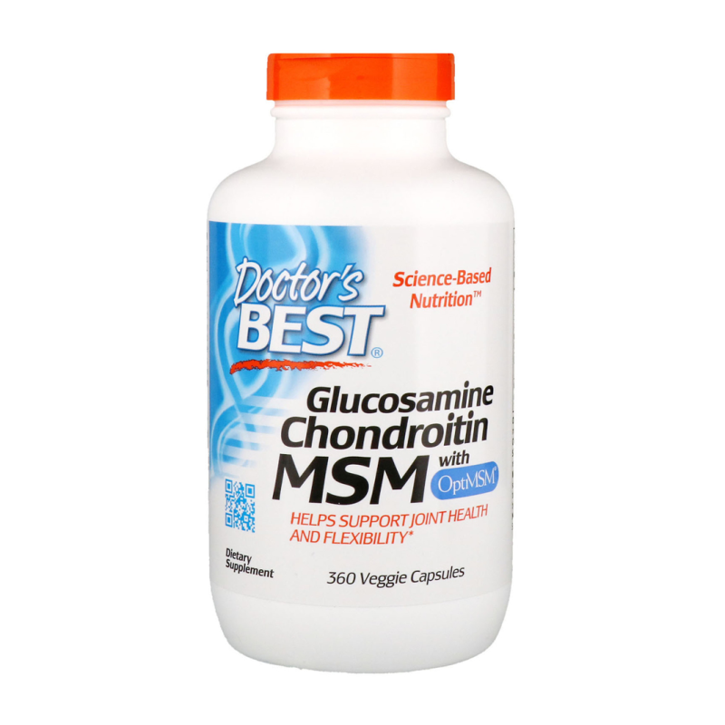 Doctor“s Best, глюкозамін, хондроїтин і МСМ з OptiMSM, 360 вегетаріанських капсул